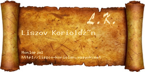 Liszov Koriolán névjegykártya